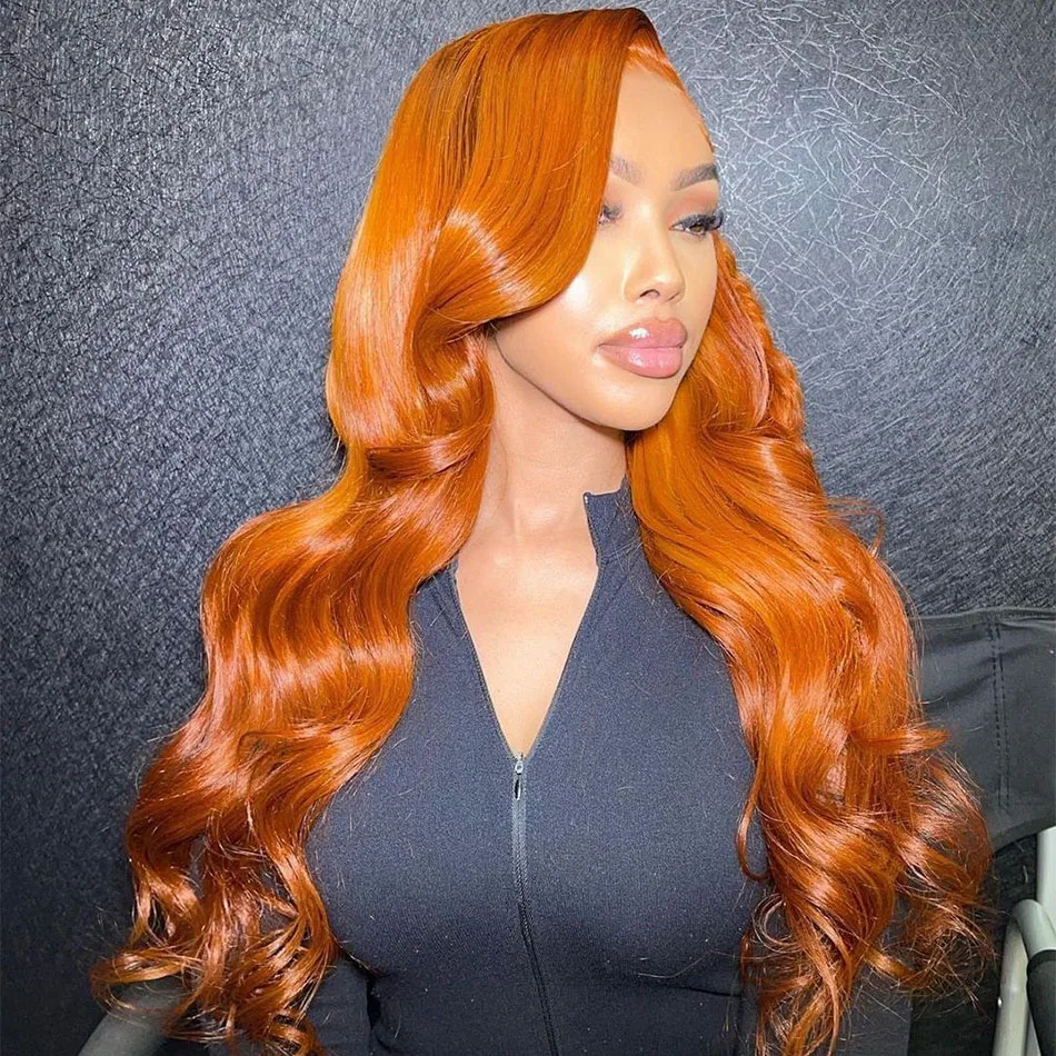 

28 30 Inch Orange Ginger Lace Front Wig Colored Human Hair Wigs For Women 13X4 13x6 Human Hair Body Wave HD Lace Front Wig