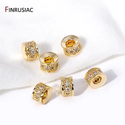 6.2mm*3.7mm 14K Gold Plated Brass Metal Inlaid Zircon Spacer Beads Bracelet Beads For Jewelry Making DIY Jewelry Supplies