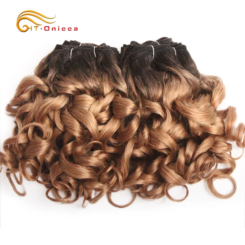 6 Pcs/Lot Curly Hair Bundles 8 Inch Ombre Brazilian Hair Weave Bundles Color 1B/2/4/30/33/99J/27 Human Hair Extension Remy