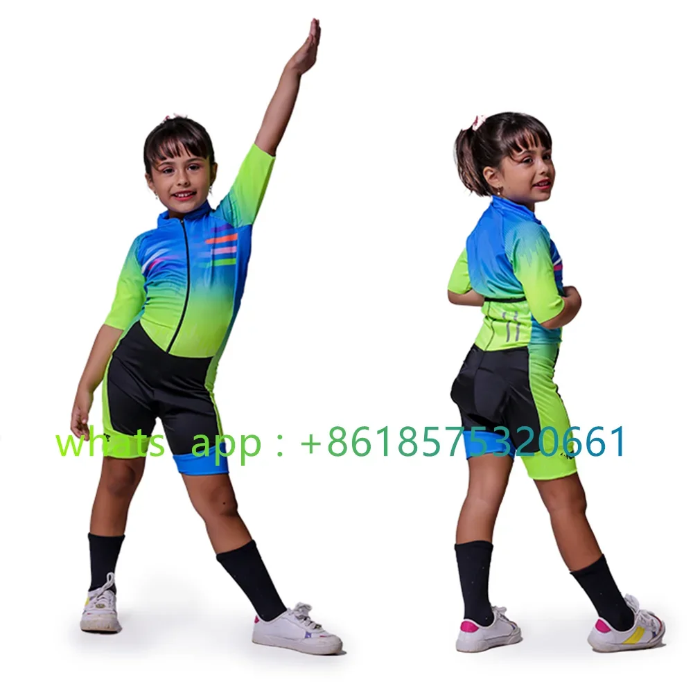 lynce 2023 Kids Cycling Jumpsuit Brazil Short Sleeve Bike MTB Practice Race Skinsuit Children\'s Triathlon Speed Cycling Clothing