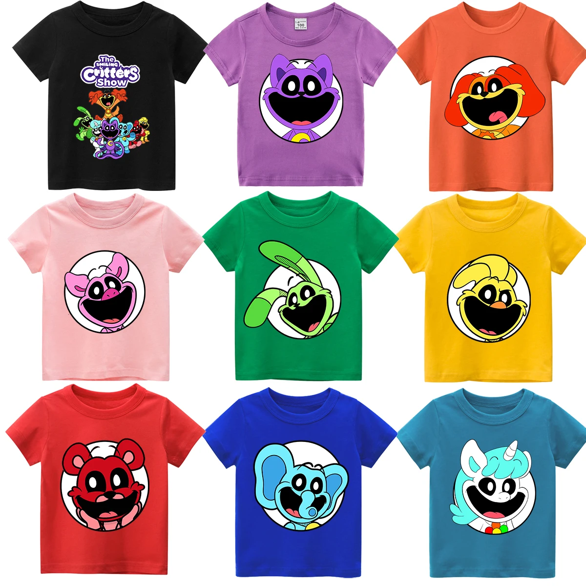 Smiling Critters T-shirts Catnap Hopscotch Bearhug Kids Clothes Boys Girls Short Sleeve Tops Children Clothing Summer Cotton