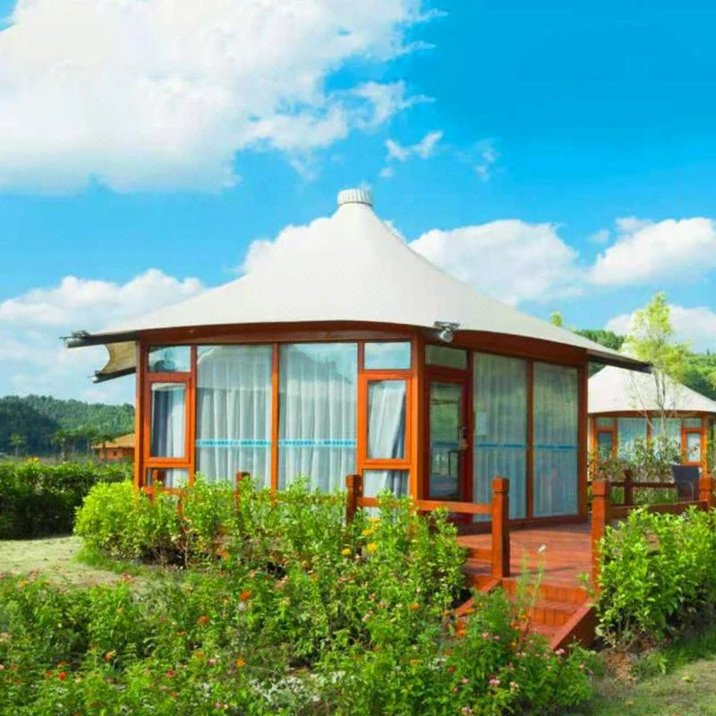 Luxury safari hotel tent with PVDF film stretch structure for sale
