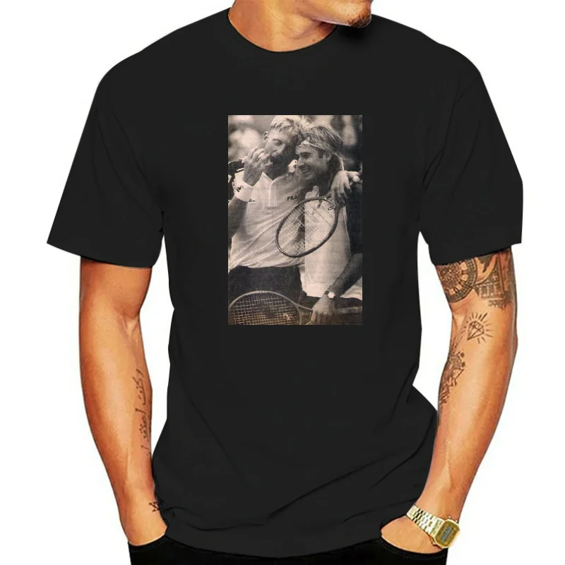 T-shirt boris becker andre agassi campi oni tennis anni 80 1 s-M-L-XL-2XL-3XL