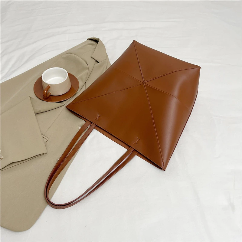 Große Kapazität Tasche Für Frauen Pu Leder Handtasche Designer Eimer Schulter Tasche Weibliche Top Griff Tote Einfache Reisetasche Schwarz – Detail 24