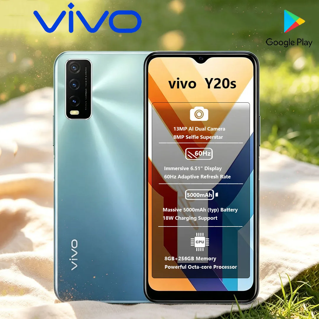 VIVO Y20s New 4G Dual-SIM Cellphone 13MP Camera Phone 5000mAh Battery 18W Charging 6.51 Inches Display Smartphone 8+256GB Memory