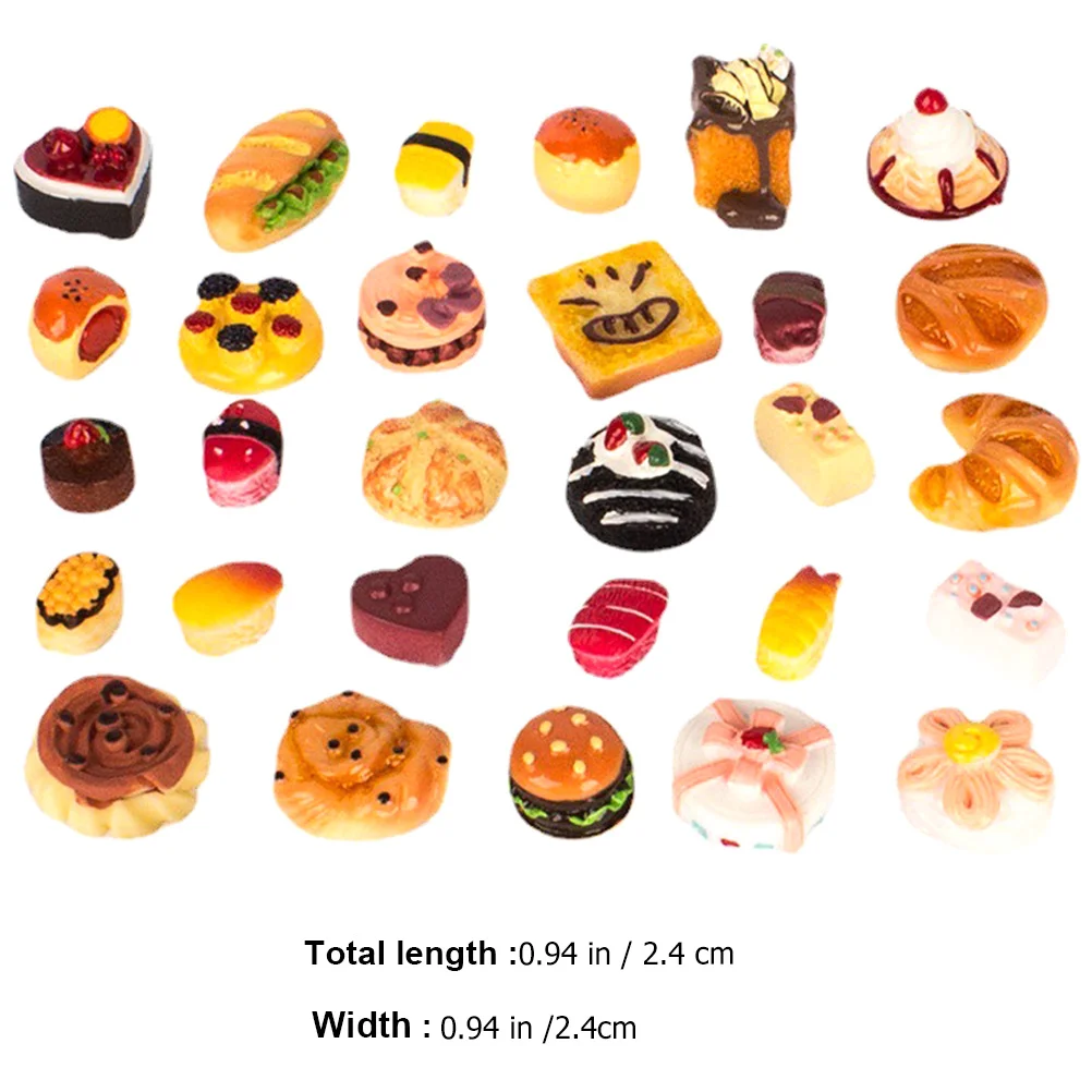 1セット ミニチュアフードモデル リアルなフェイクケーキ 模造ミニパン ごっこ遊びセット ミニハウスデコレーション キッチンシーン用