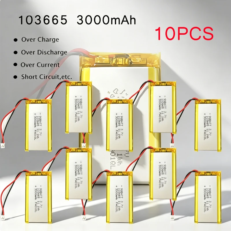 10pcs 103665 3.7v Battery 1000mAh Lithium Battery Li Polymer Batteries for Early Education Machine Intercom Airconditioning Suit