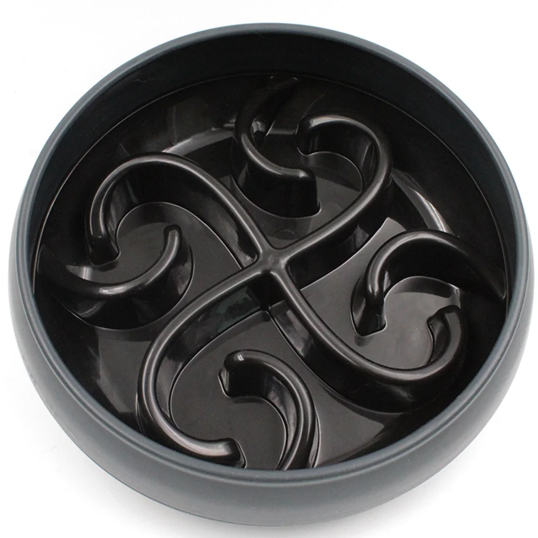 Black Slow Pet Bowl Slow Feeder for Dog Cats, Bloat Stop Puzzle Bowl Fun Maze Feeder Slow Feeding Anti-Skid Design