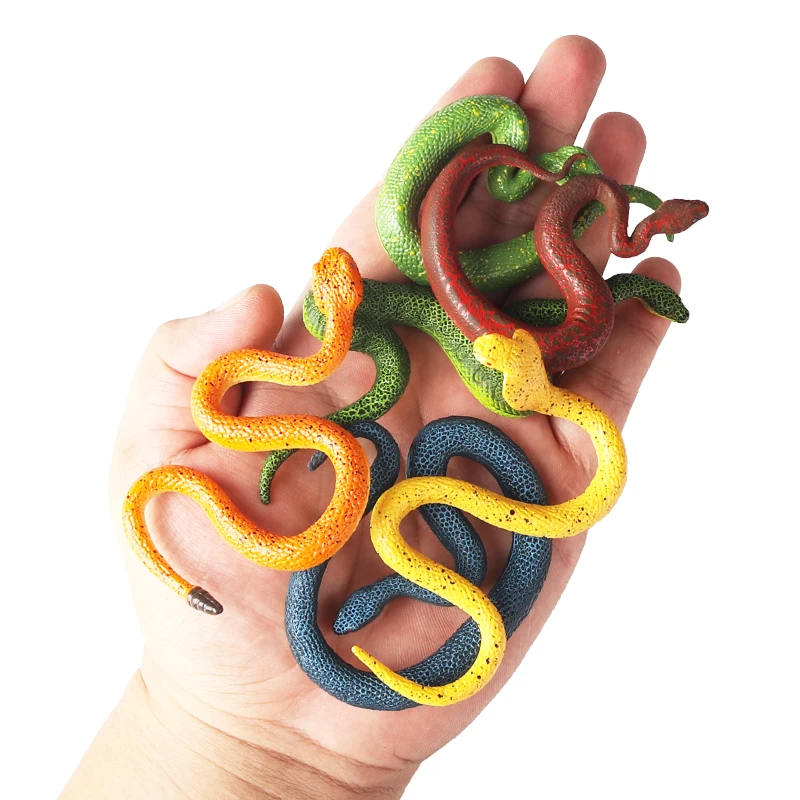 Oenux 숲 뱀 동물 딸랑이 뱀 파이썬 코브라 액션 피규어 파충류 모델 솔리드 PVC 홈 데코 교육 어린이 장난감 선물
