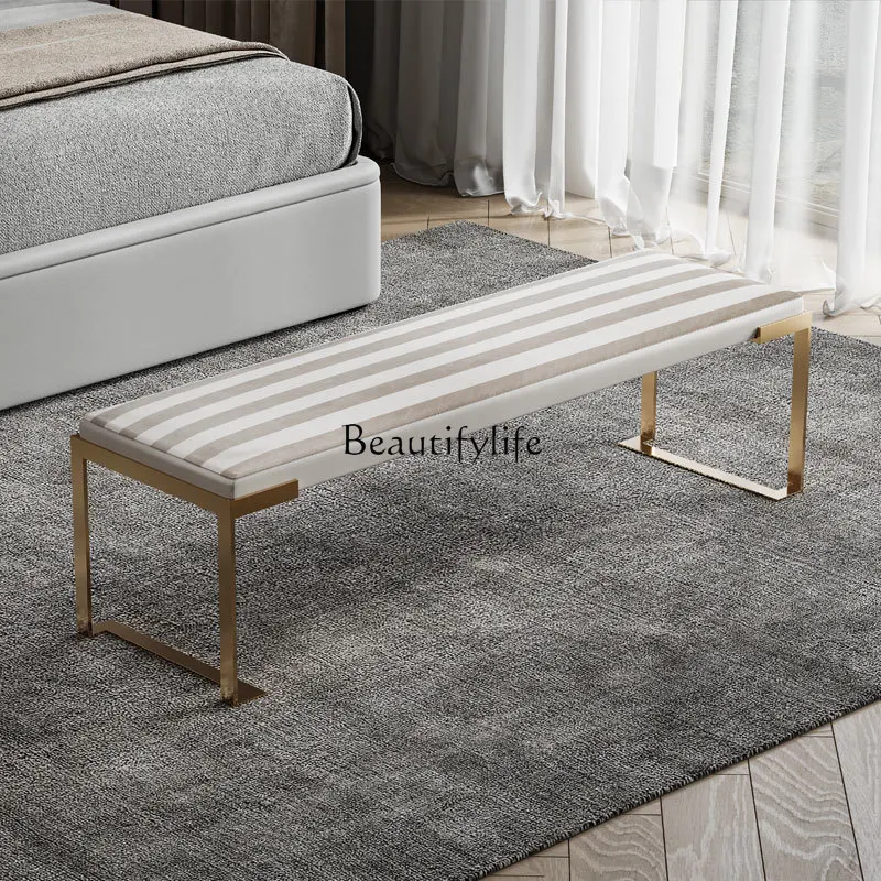 05-*Italian minimalist end stool light luxury high-end bedroom extremely narrow cloakroom shoe changing stool in front of the be