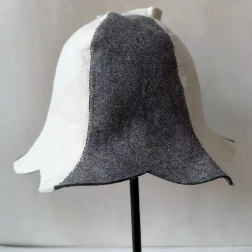 Handcrafted Wool Felt Sauna Hat Petal Edge Bathing Cap Thermal Headwear For Sauna Spa Steam Room Bathing Accessory