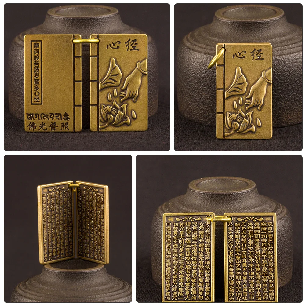 

2 pcs Brass Buddha Hand Pendant Keychain Charm Accessories Car Ornament Holder Heart Design Durable Practical Long Lasting
