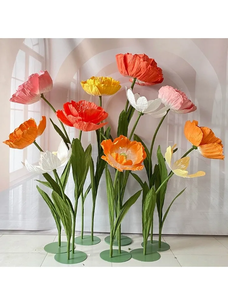 Accessoires de mariage, fleur de papier géante artificielle, pavot, chemin de mariage, décoration de fête, toile de fond, décoration de vitrine de magasin