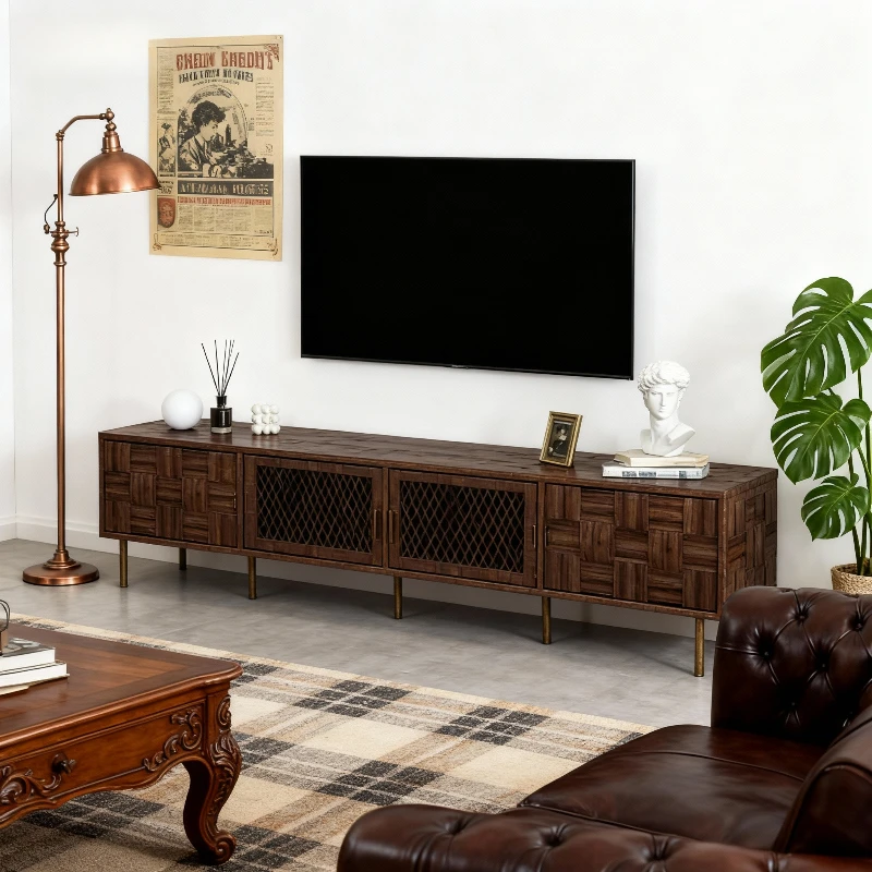Conjunto De muebles De pared para Tv, chimenea flotante, soporte para Tv con ruedas, mesa cómoda De salón, Panel De televisión para habitación móvil en vivo