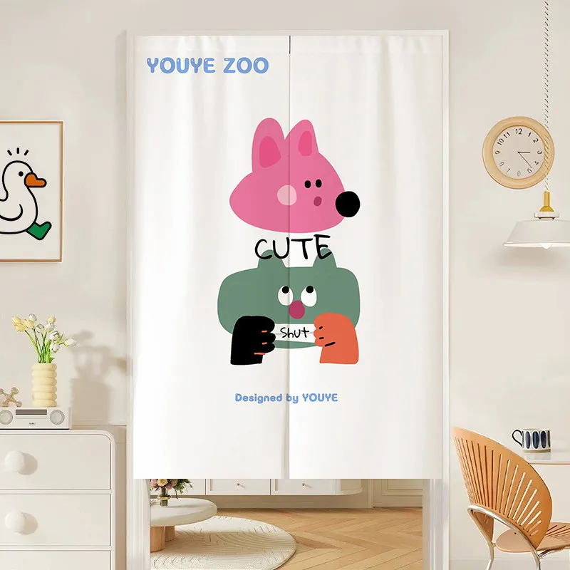 VIKAMA Black Elephant Holding Money Cartoon Cheerful Velcro Door Curtain Self Adhesive Fun Doorway Panel Home Decor Soft Durable