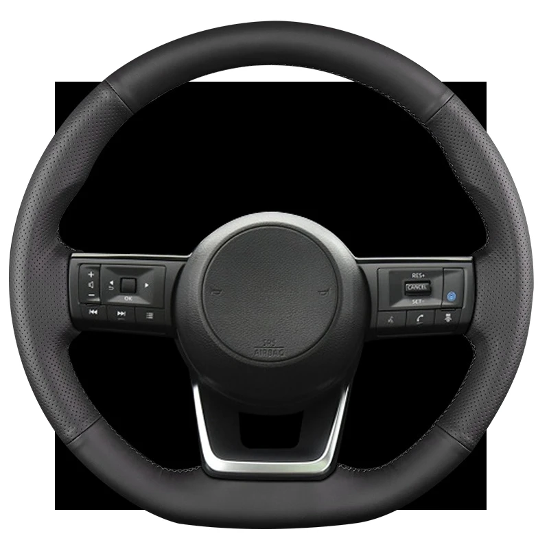 

Hand Stitched Black genuine Leather Car Steering Wheel Cover For Nissan Qashqai J11 J10 2023 Pathfinder 2024 2025 Auto Parts