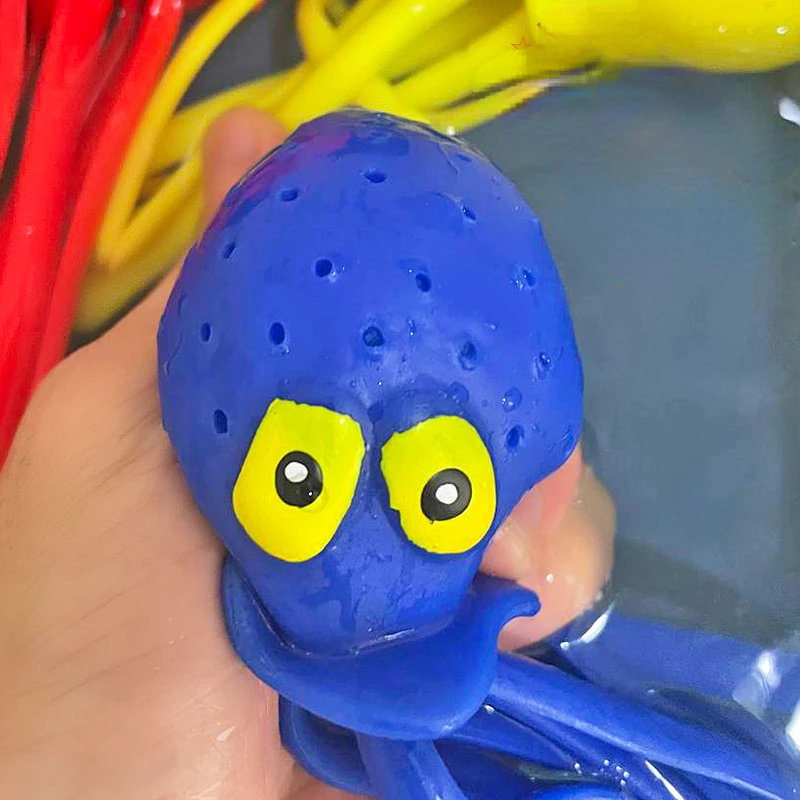 4-kleuren Spons Absorbeert Octopus Babybadspeelgoed Verlicht De Druk Door In De Zomer Te Knijpen Zwembadspeelgoed Voor Kinderen Waterspeelgoed