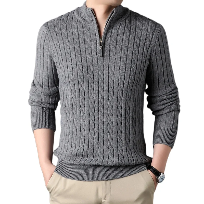 

Men's Quarter Zip Sweater Slim Fit Casual Knitted Turtleneck Pullover Mock Neck Polo Sweater