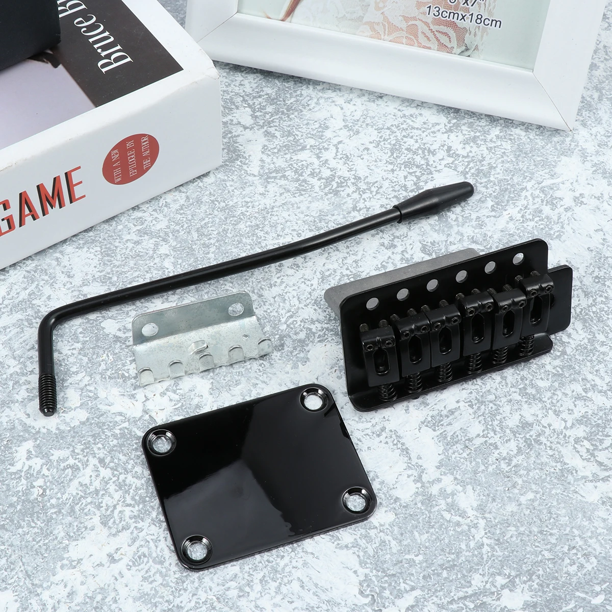 

Electric St Guitar Tremolo Bridge Black Ga298 Neck Plate Musical Instrument Parts High Quality Durable Replacement