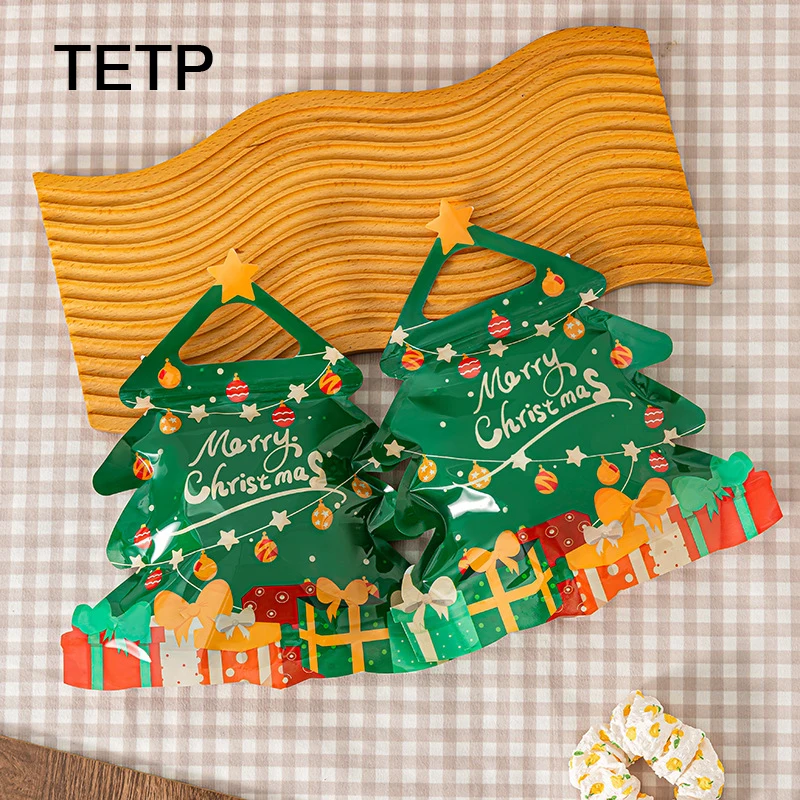 TETP 50Pcs Merry Christmas Gift Packaging Bags New Year Party For Cookies Candy Handmade Jewelry Decoration Child Favors