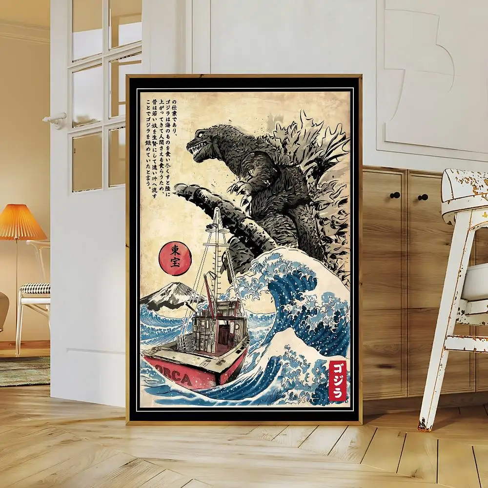 G-Godzillas Anime Self-adhesive Art Poster Retro Kraft Paper Sticker DIY Room Bar Cafe Stickers Wall Painting view 5