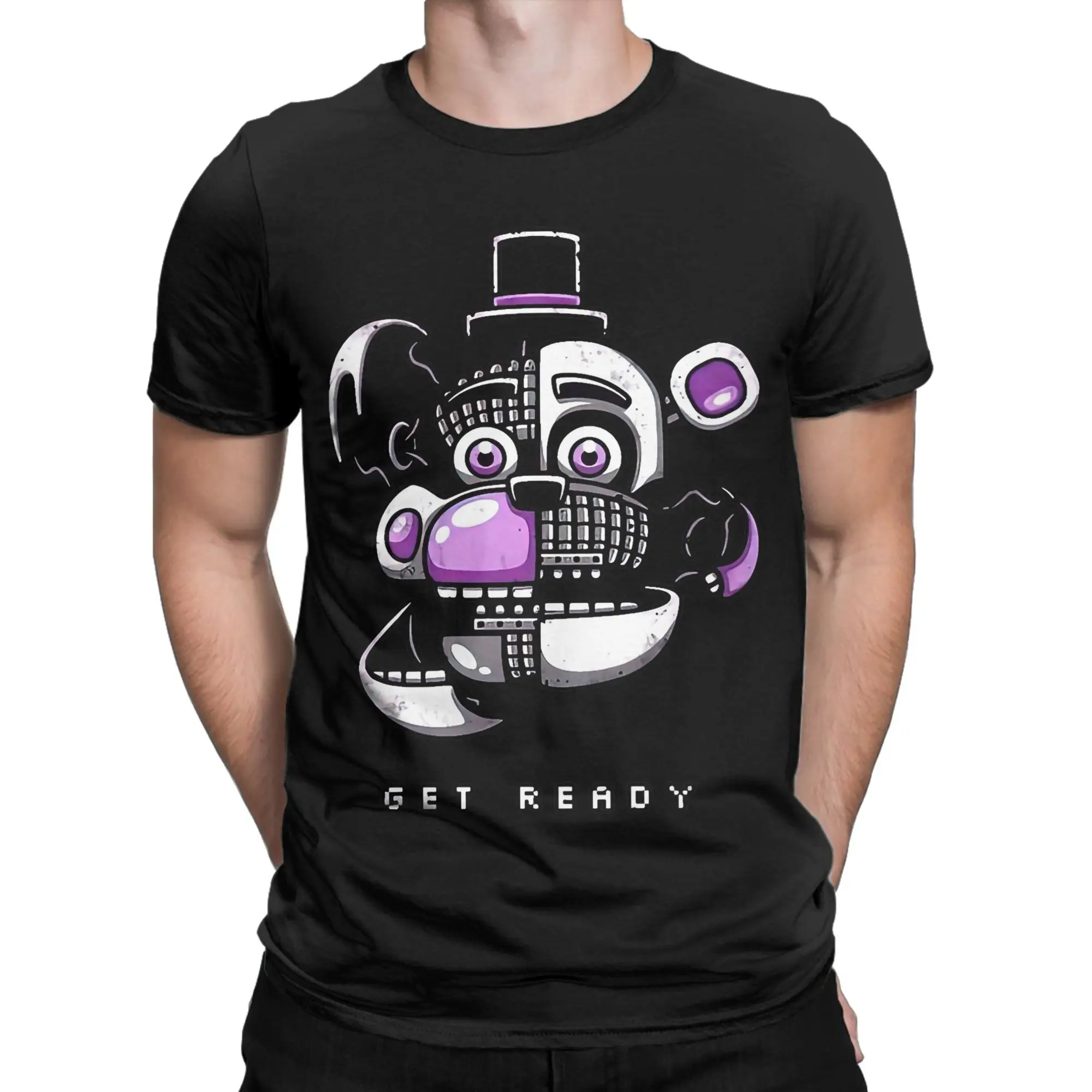 FNAF At Freddys T-Shirt for Men Crazy 100% Cotton Tees Round Neck Short Sleeve T Shirt Birthday Present Clothing