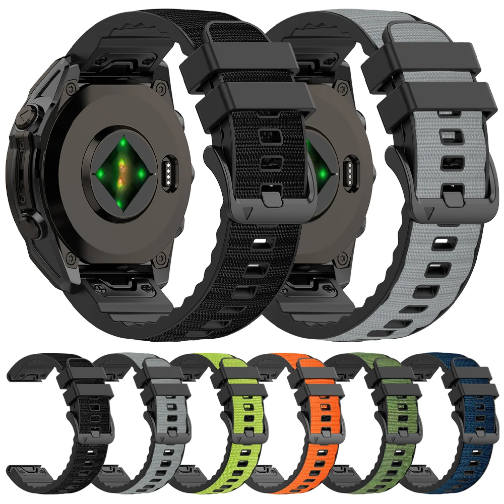 22mm 26mm Sport Nylon + Silikonband für Garmin Fenix 8 Pro E 7 7X 6 6X 5 5X/Epix/Instinct/Forerunner 970 QuickFit Armband