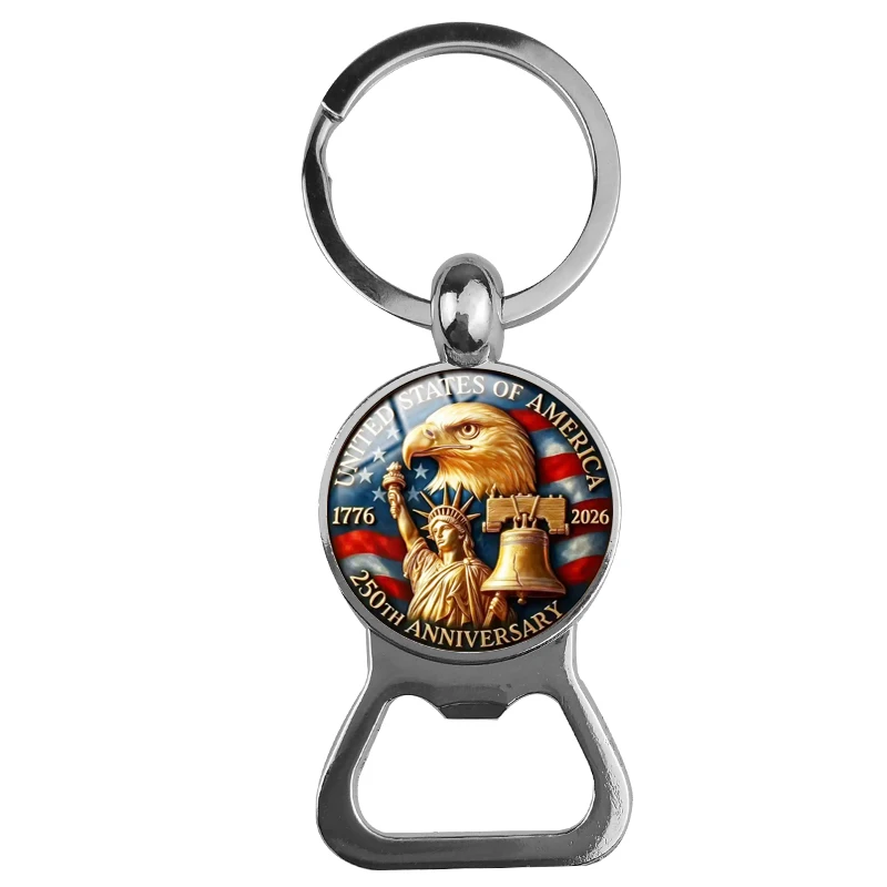 USA 250. Jubiläum Flaschenöffner Schlüsselanhänger Patriotischer Amerikanischer Adler & Freiheitsstatue Schlüsselanhänger Souvenir