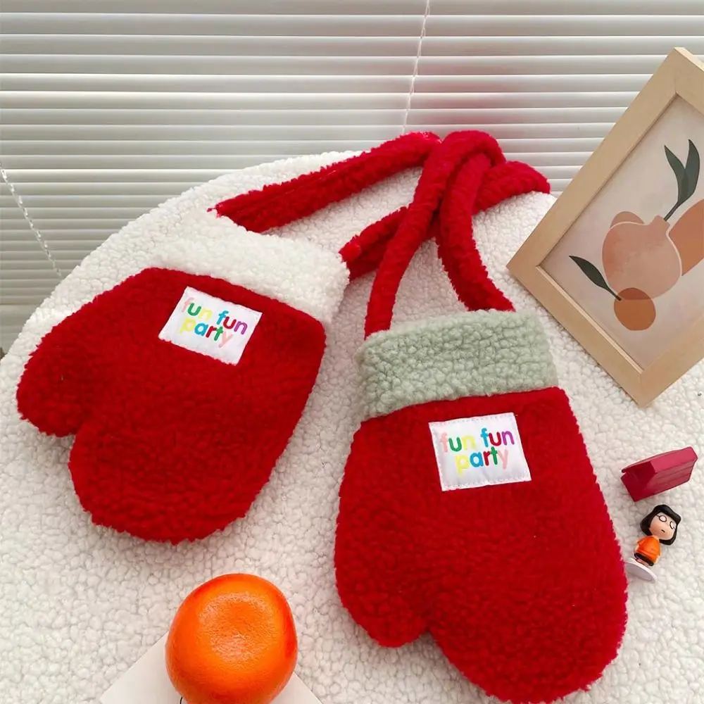 

Повседневная сумка через плечо в корейском стиле с перчатками, красная однотонная рождественская сумка INS, плюшевая сумка на плечо для женщин