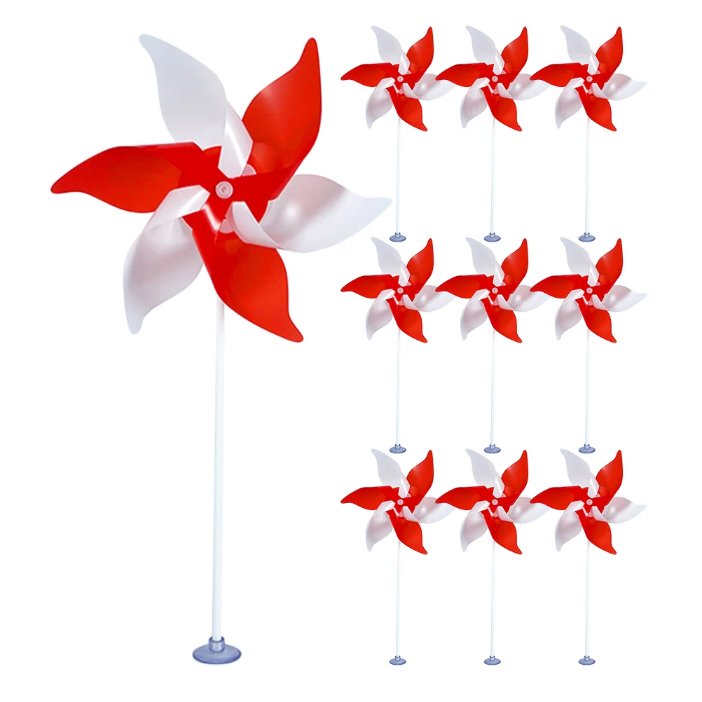 

10 Pcs 21cm Colorful Windmill Decoration Plastic Desktop Pinwheel Ornaments for Garden Party Balcony Lawn Decor