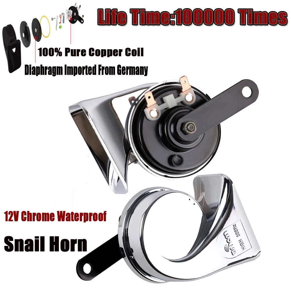 

120dB Loud Car Horn 12V Snail Horn 100% Copper Coil 100,000 Times Lifespan, Super Loud Electric Horn for Car Truck Motorcycle