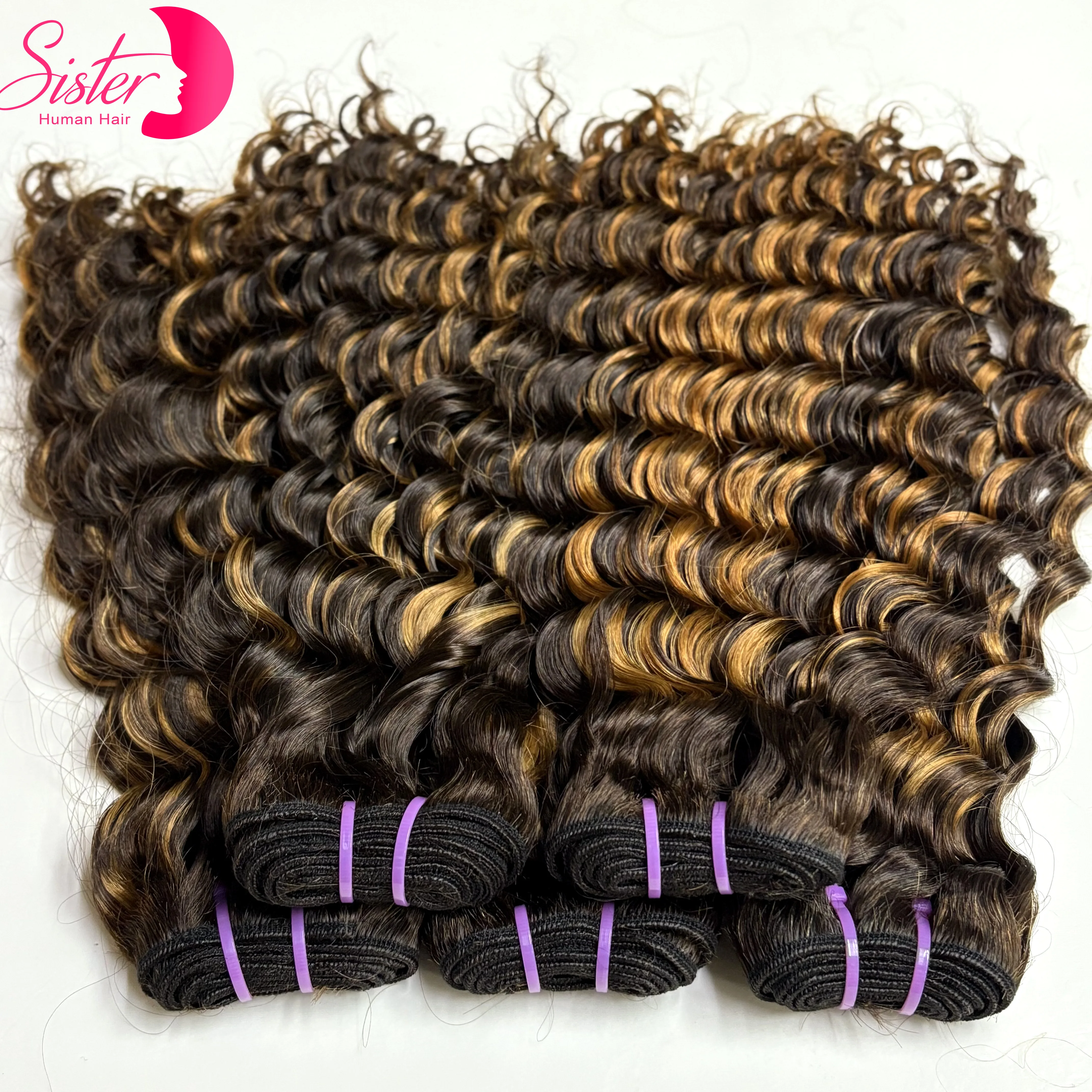 

14-дюймовые P4/30, необработанные вьетнамские необработанные пучки волос с глубокими волнами, 16А, двойная прорисовка, 100% наращивание человеческих волос для женщин