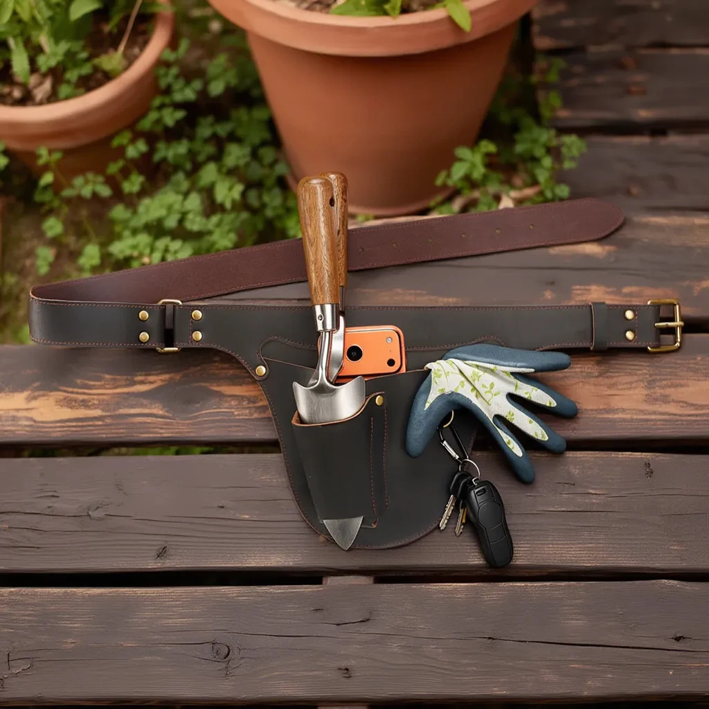 Tourbon Leather Florists Tool Belt Bag Gardener Carry Pouch Gardener Holster Electrician Carpenter Holster 3 Pockets