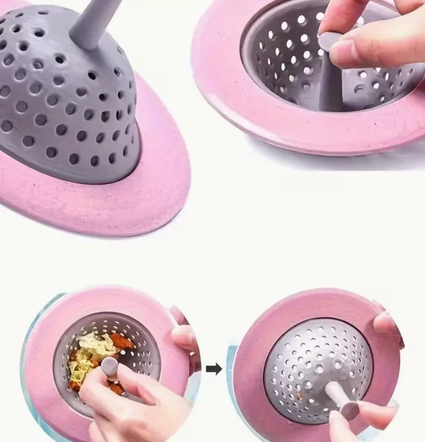 Silicone Anti-Clog Filters, Portable Sink Strainers, Drain Covers for Bathroom & Kitchen, Hair Blocking Drain Mesh Filters image 6