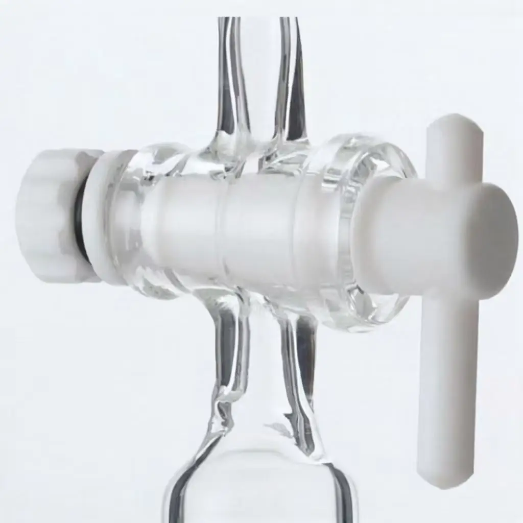 Glass Three-way Piston Exhaust Connector With PTFE Piston Valve Tetrafluoroethylene Adapter Throttle T-shaped Suction Connector