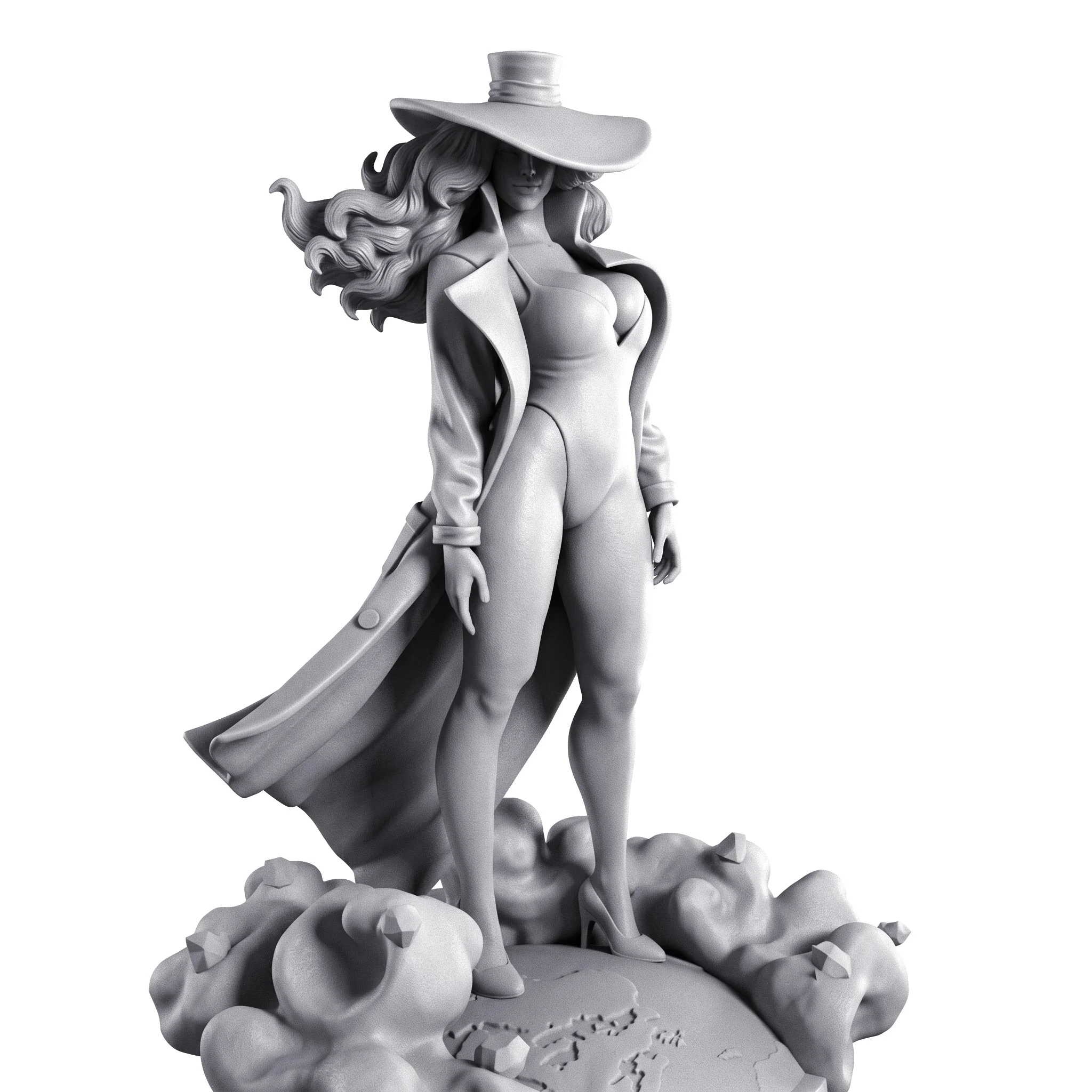 1/24 1/18 1/12 Girl in a red long coat Unpainted Unassembled 3D Printing Model Garage Kits Adults