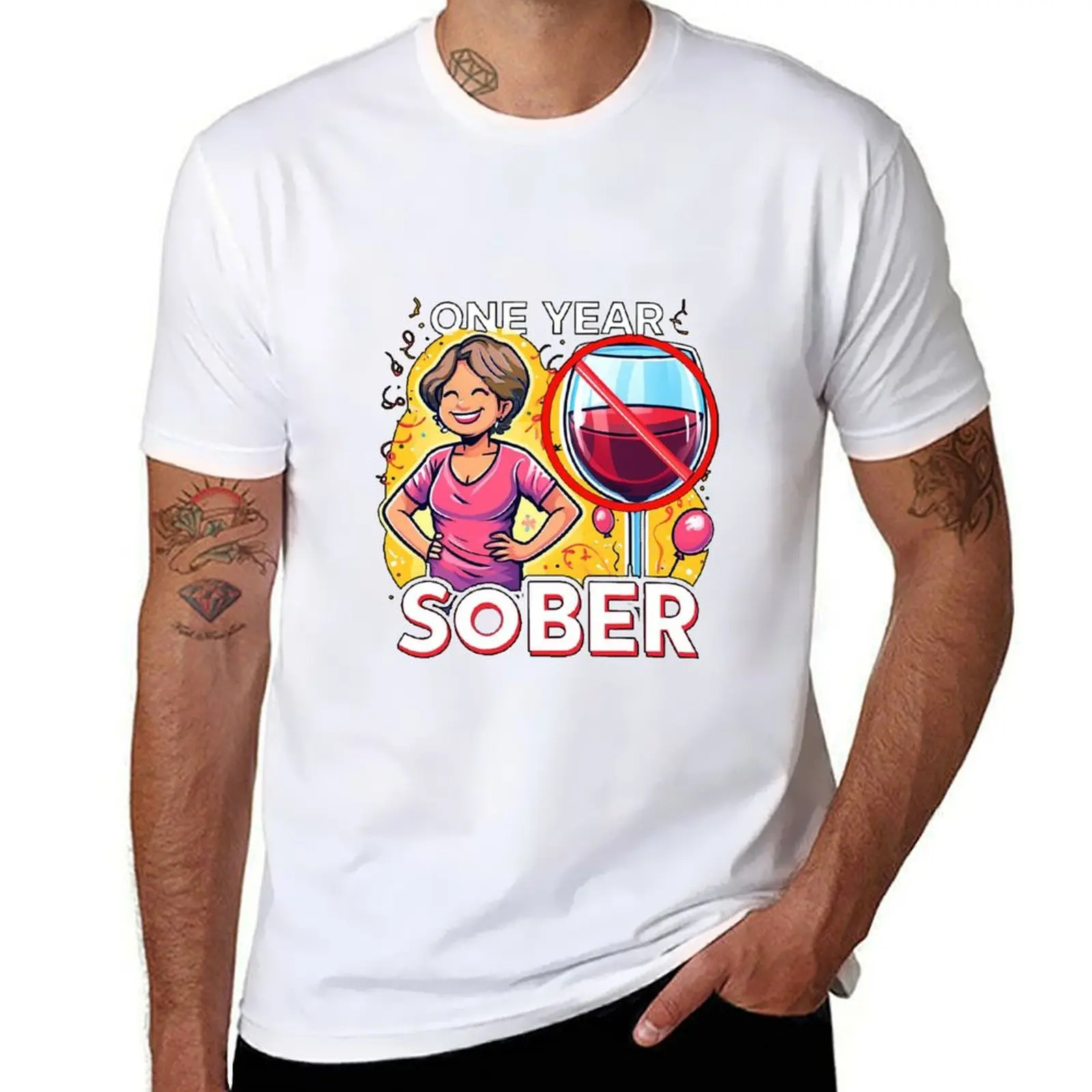 

One Year Sober T-Shirt man t shirt graphic t shirt custom print T-Shirt