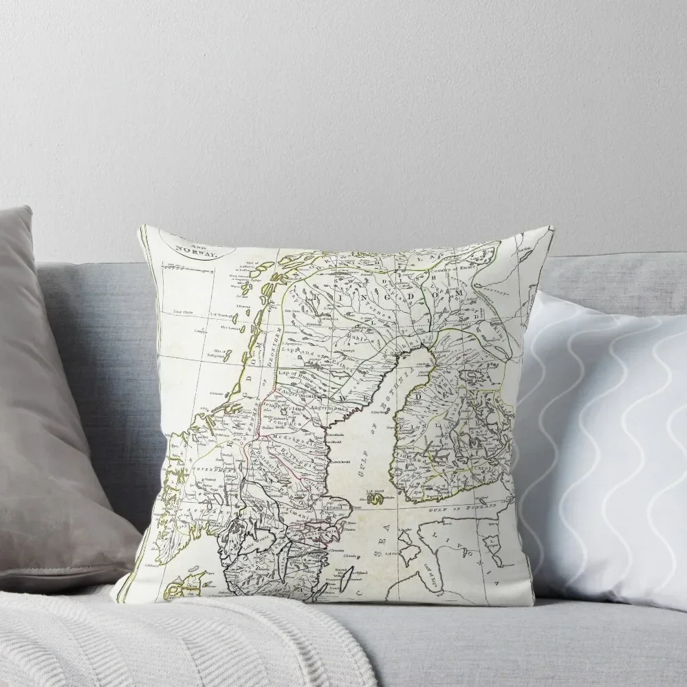 

Map of Scandinavia - 1799 Throw Pillow bed pillows Decorative Cushions Cushions Pillow Case Christmas pillow