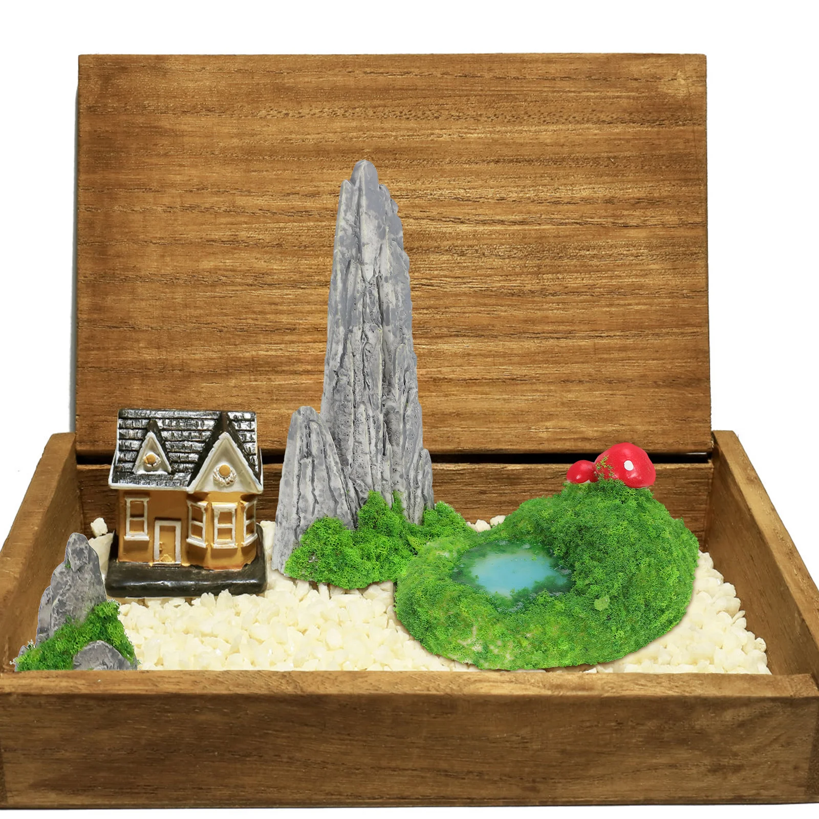 

6pcs Mini Mountain Rockery Set Resin Artificial Pool Decor For Aquarium Bonsai Fish Tank Resin Diorama Garden