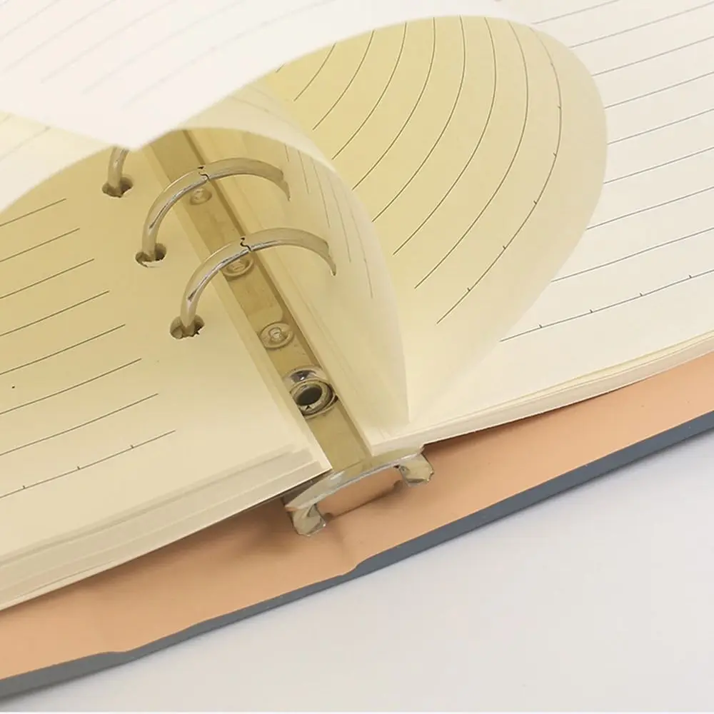 Durable Soft PU Leather A5 Notepad Thick Lined Pages Loose-leaf Notebook Refillable Buckle Ring Binder Journals Business Meeting