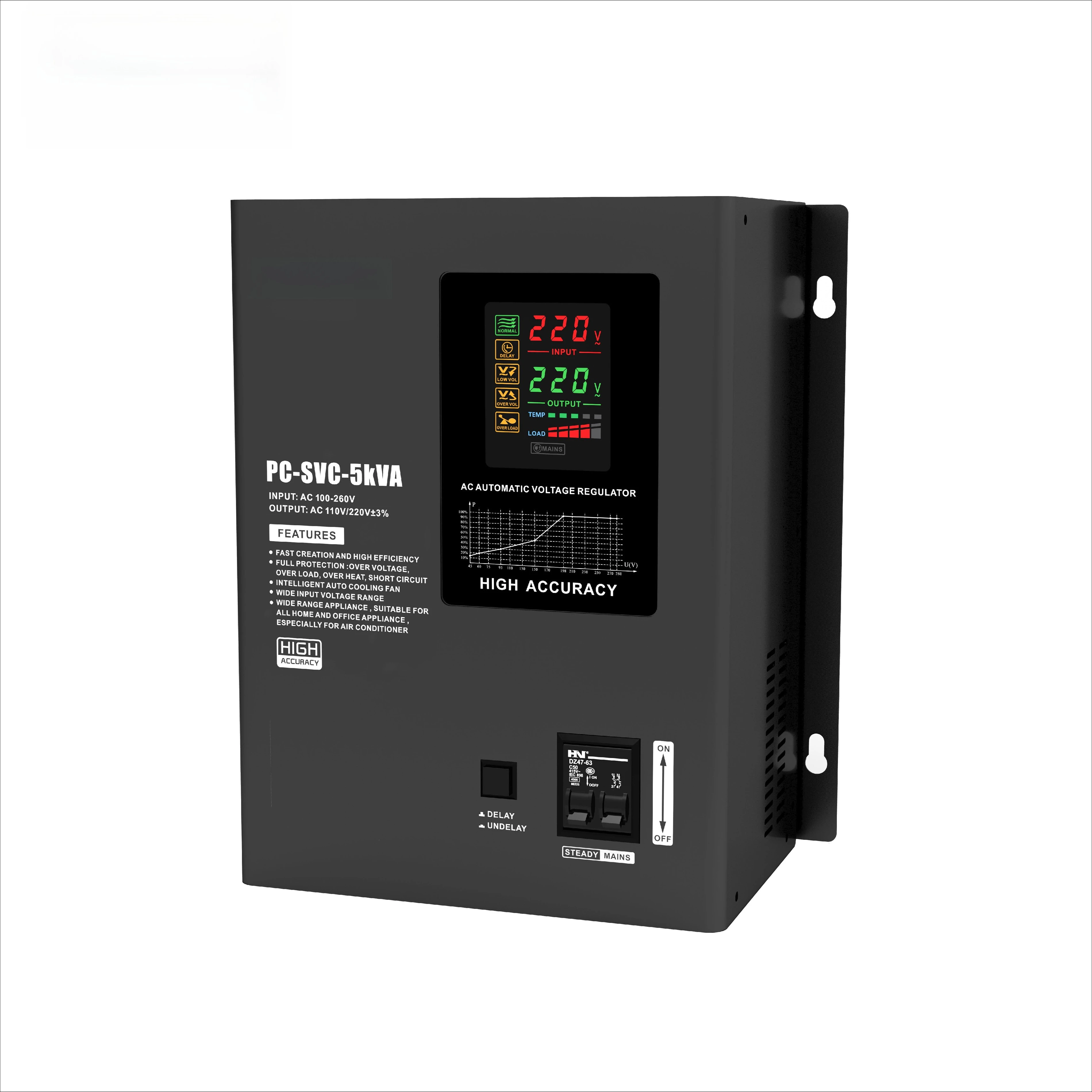 Regulator 5kva PC-SVC Pitbull AC Voltage Regulator for Large Equipment Energy Saving Single Phase Wide Input Range AVR LED