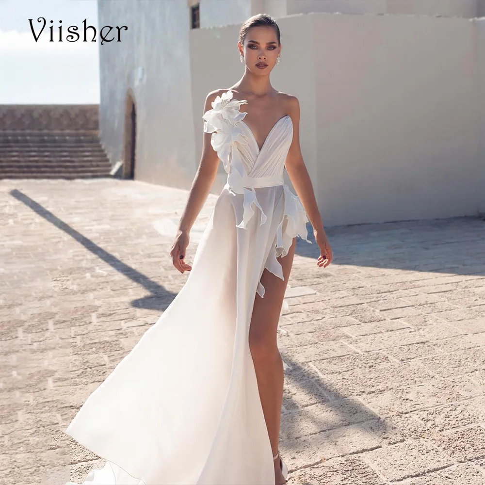 

Viisher Sexy Beach Mermaid Wedding Dresses Leg Split Sweetheart Boho Bride Dress Customized Wedding Bridal Gowns for Women 2023