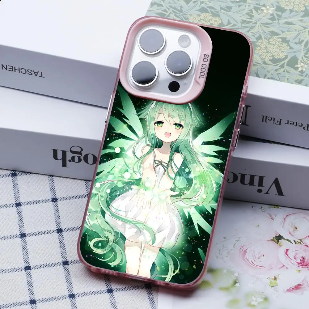 Saya no Uta حافظة هاتف محمول لهاتف آيفون 17 16 15 14 13 12 11 X XR XS 8 7 Air Pro Max Plus غطاء غطاء ملون وردي شفاف