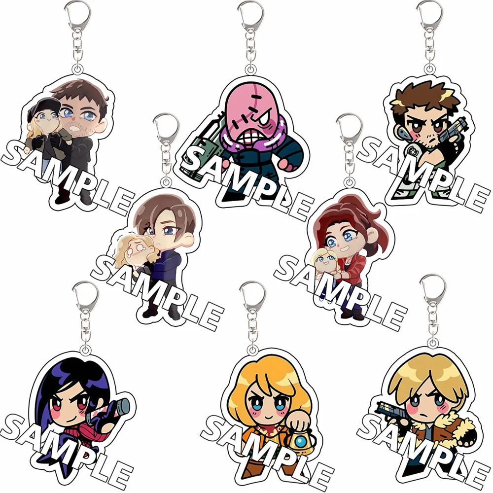 

For Game Peripheral RE Leon Ada Jill Chris Sherry Acrylic KeyChain Backpack Accessories Pendant Creativity Festival Gift