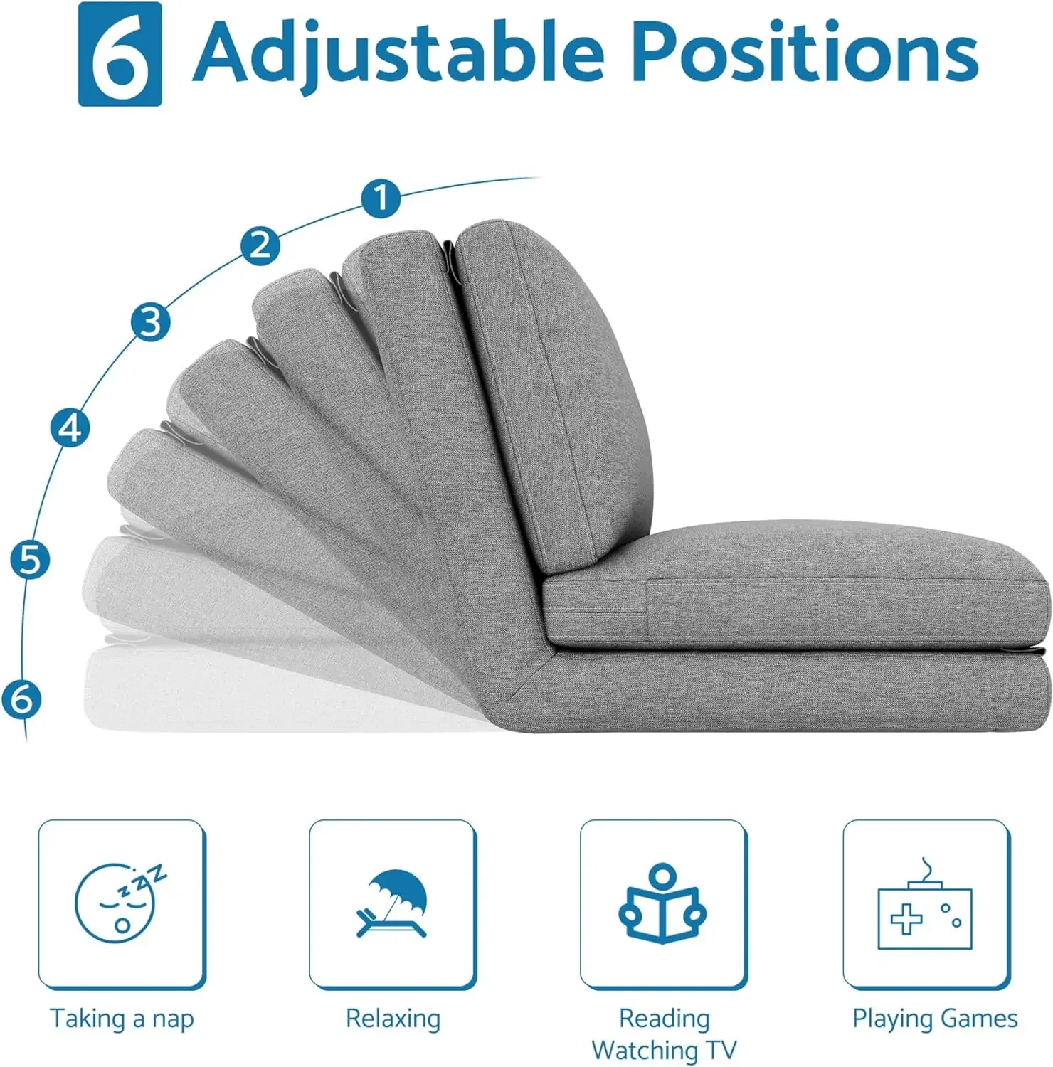 LIFERECORD Convertible Futon Sofa Bed 4 in 1 Multi-Function Modern Mini Single Floor Sleeper Chair with Adjustable Backrest for