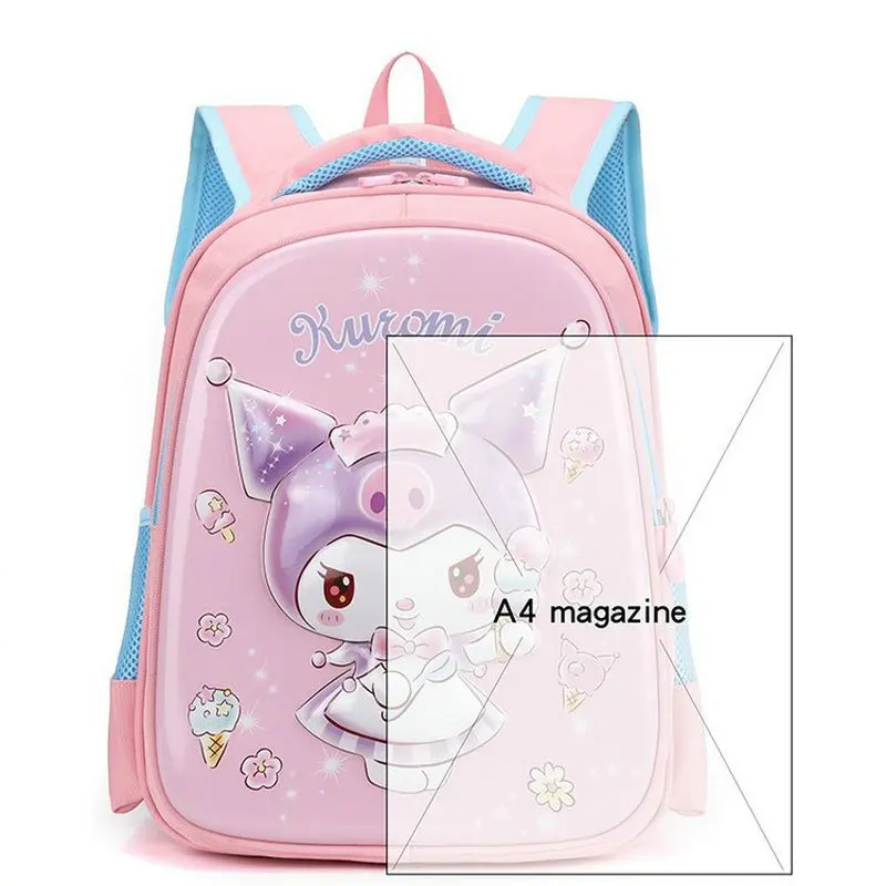 Mochila infantil dos desenhos animados para crianças, bolsa de ombro bonito Kuromi, mochila impermeável bebê e menino