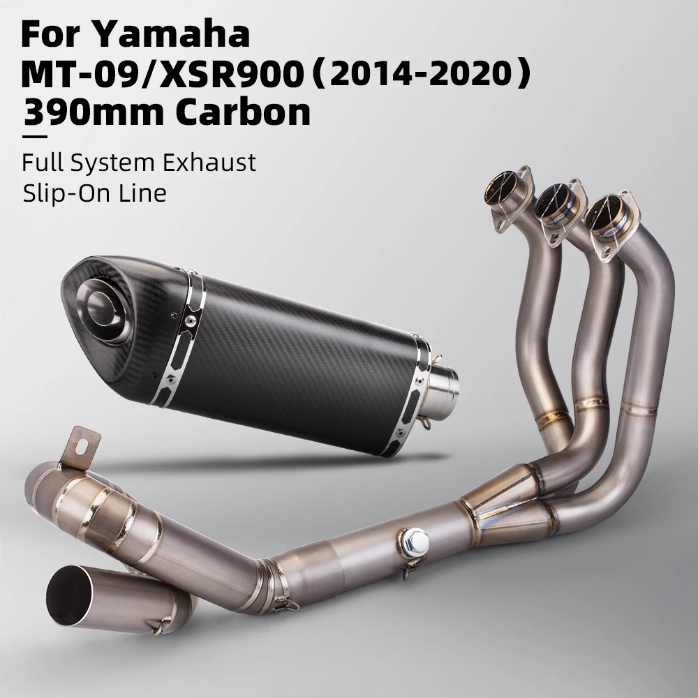 For YAMAHA MT09 FZ09 XSR900 full Motorcycle Exhaust System Escape Slip On 51MM Titanium alloy Front Link Pipe 51MM Muffler