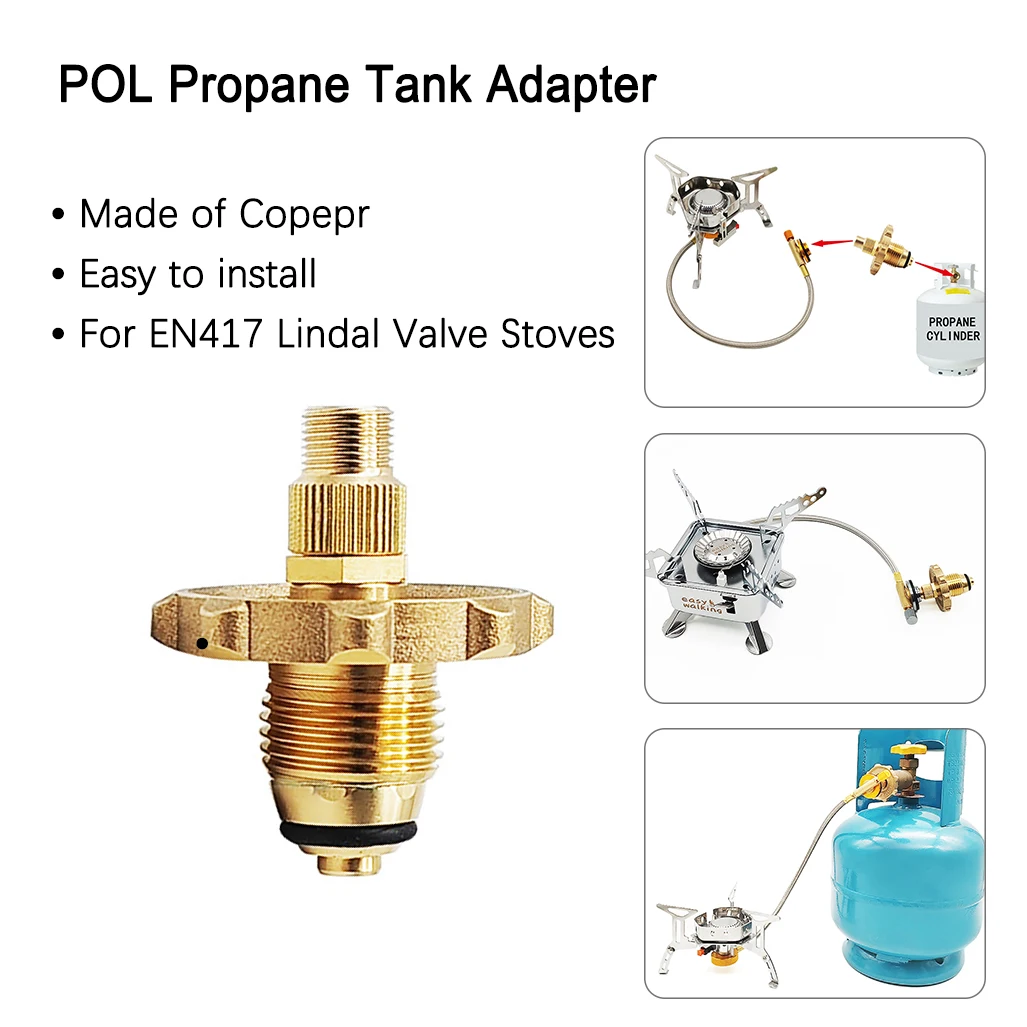 POL Propane Tank Adapter Copper LPG Tank Connector to EN417 Lindal Valve Stoves American Outdoor Gas Cylinder Adapter.