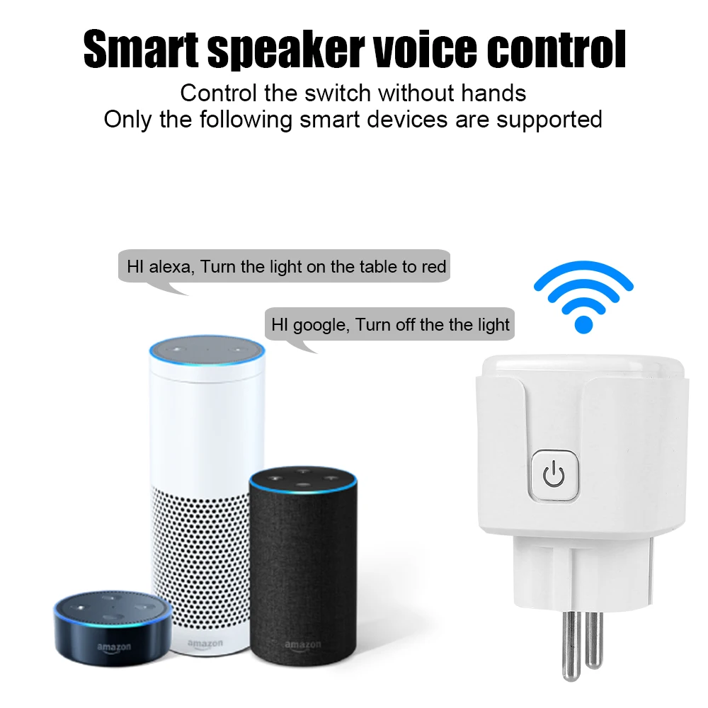 Cargador de pared inteligente con WiFi para el hogar, enchufe de pared de 16A con enchufe europeo/estadounidense/BR, funciona con Alexa, asistente de Google Home, Tuya Life APP