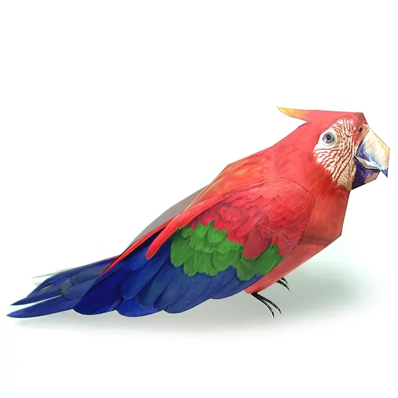 Macaw Psittacidae Parrot Bird Paper Model Realistic Animal Origami Art 3D Papercraft DIY Kids Adult Handmade Craft Toys WE-013